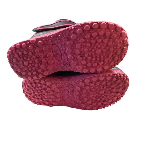 Toddler Girls Winter Snow Boots Size 9 Black &‎ Pink Hook and Loop Closures - Picture 6 of 8